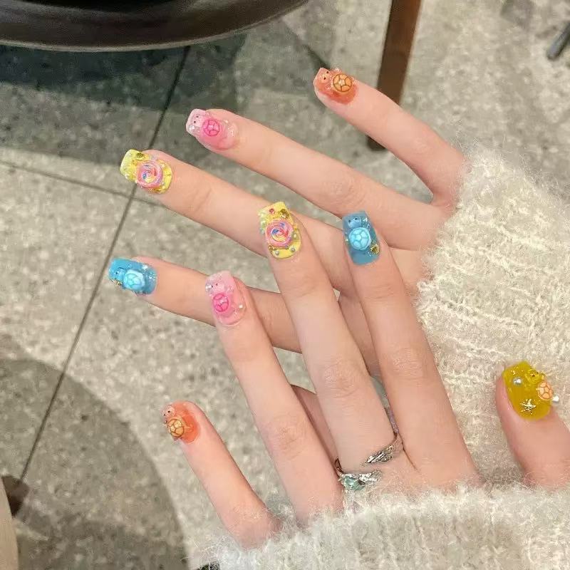 Resin Craft Material - 100 Mini Colorful Turtle Resin Charms