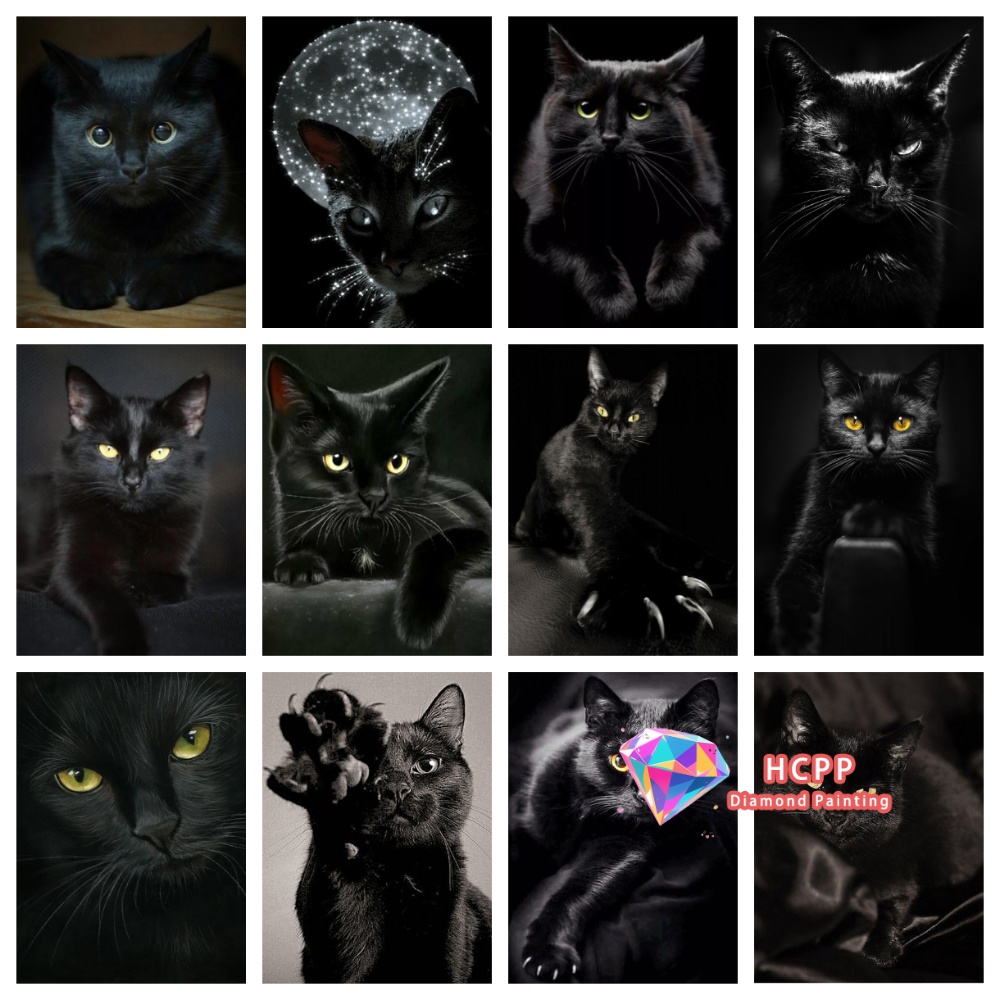 Resin Craft Kit - unframe Black Cat Animal Diamond Painting