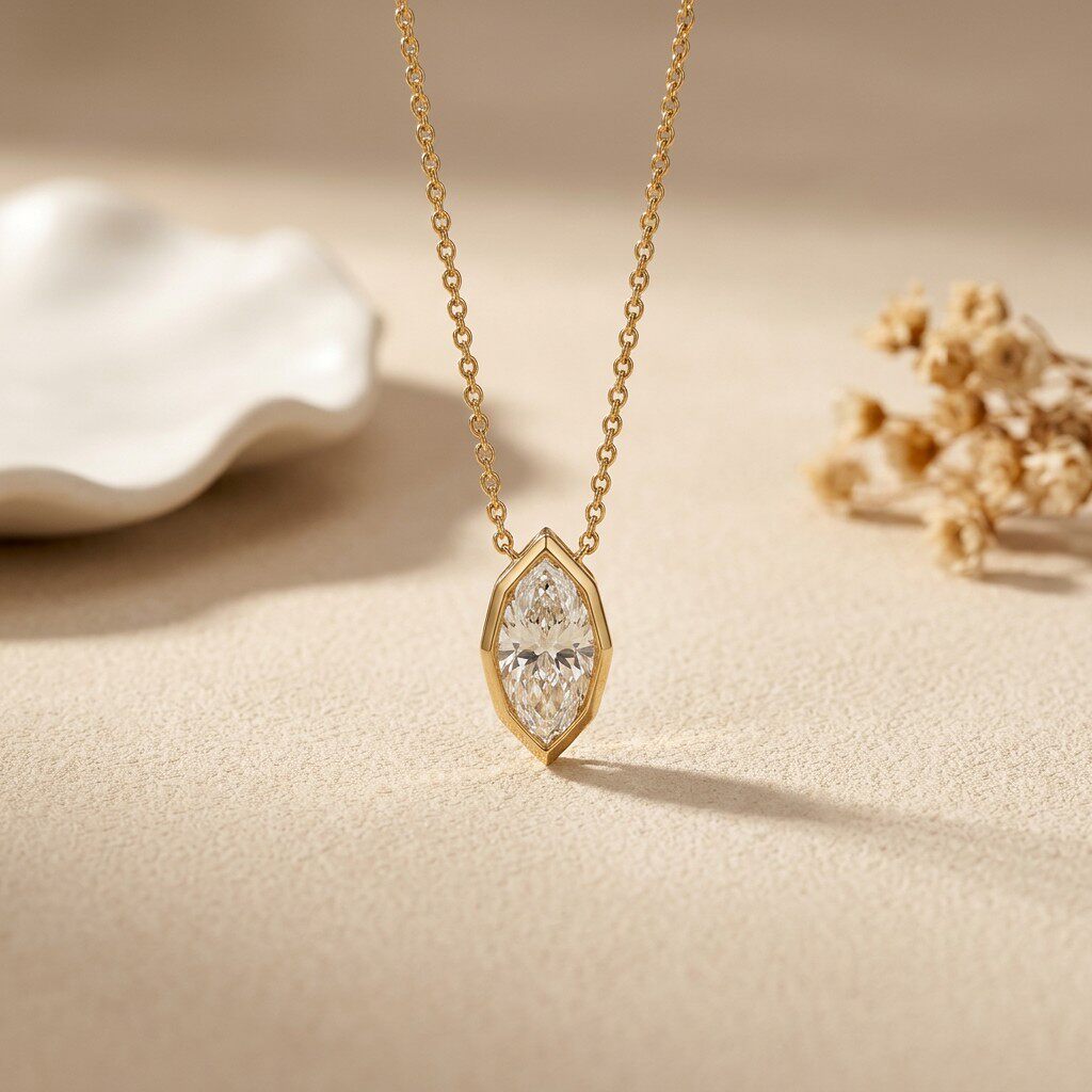 3Carat Bezel Set Marquise Cut  - Bezels Set Pendant review and price